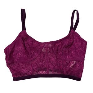 INTIMATELY FREE PEOPLE Lace Bralette Fuchsia Pink Wine Size XS